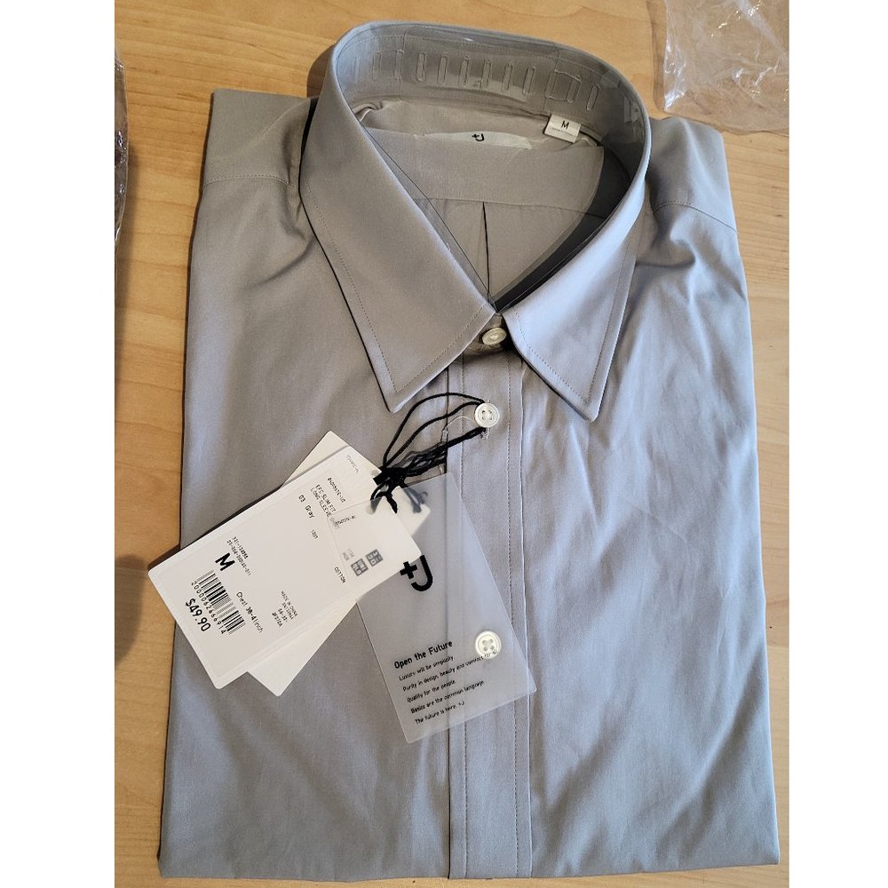 Uniqlo +J Slim Fit Long Sleeve Dress Shirt Men's Medium, Gray